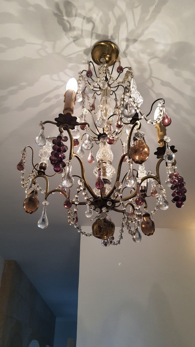 Large Vintage Murano Chandelier 6 Lights-photo-2