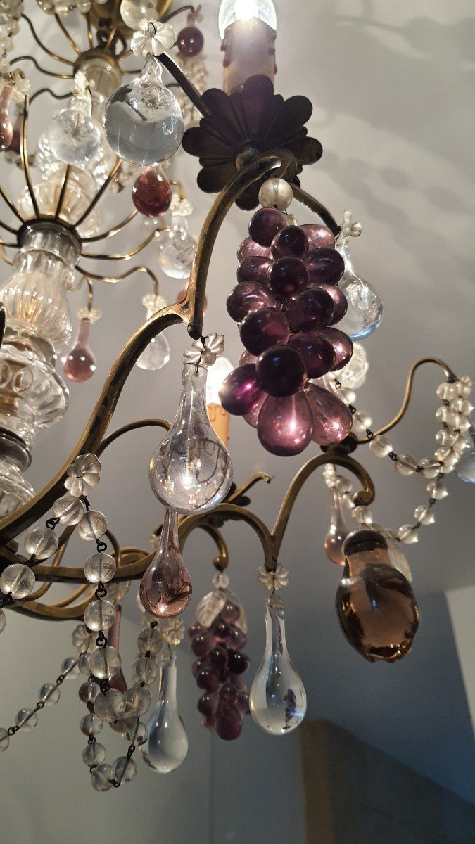 Large Vintage Murano Chandelier 6 Lights-photo-4