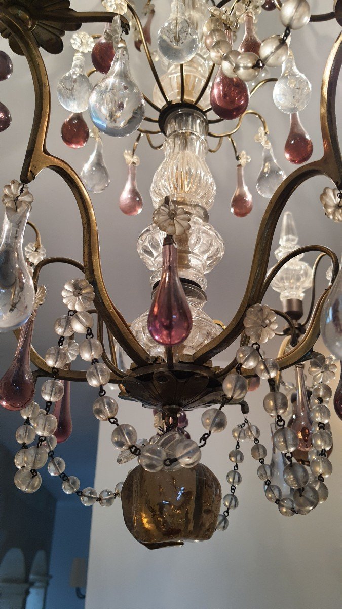 Large Vintage Murano Chandelier 6 Lights-photo-3