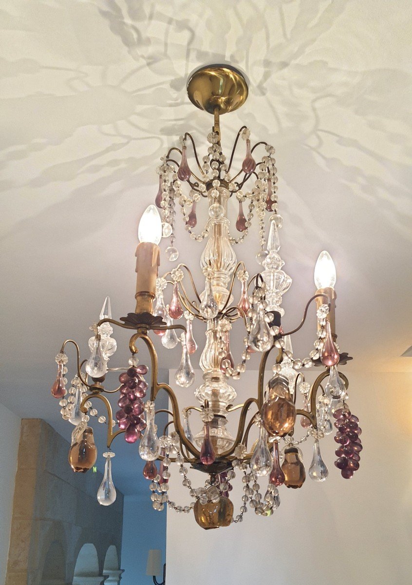 Large Vintage Murano Chandelier 6 Lights