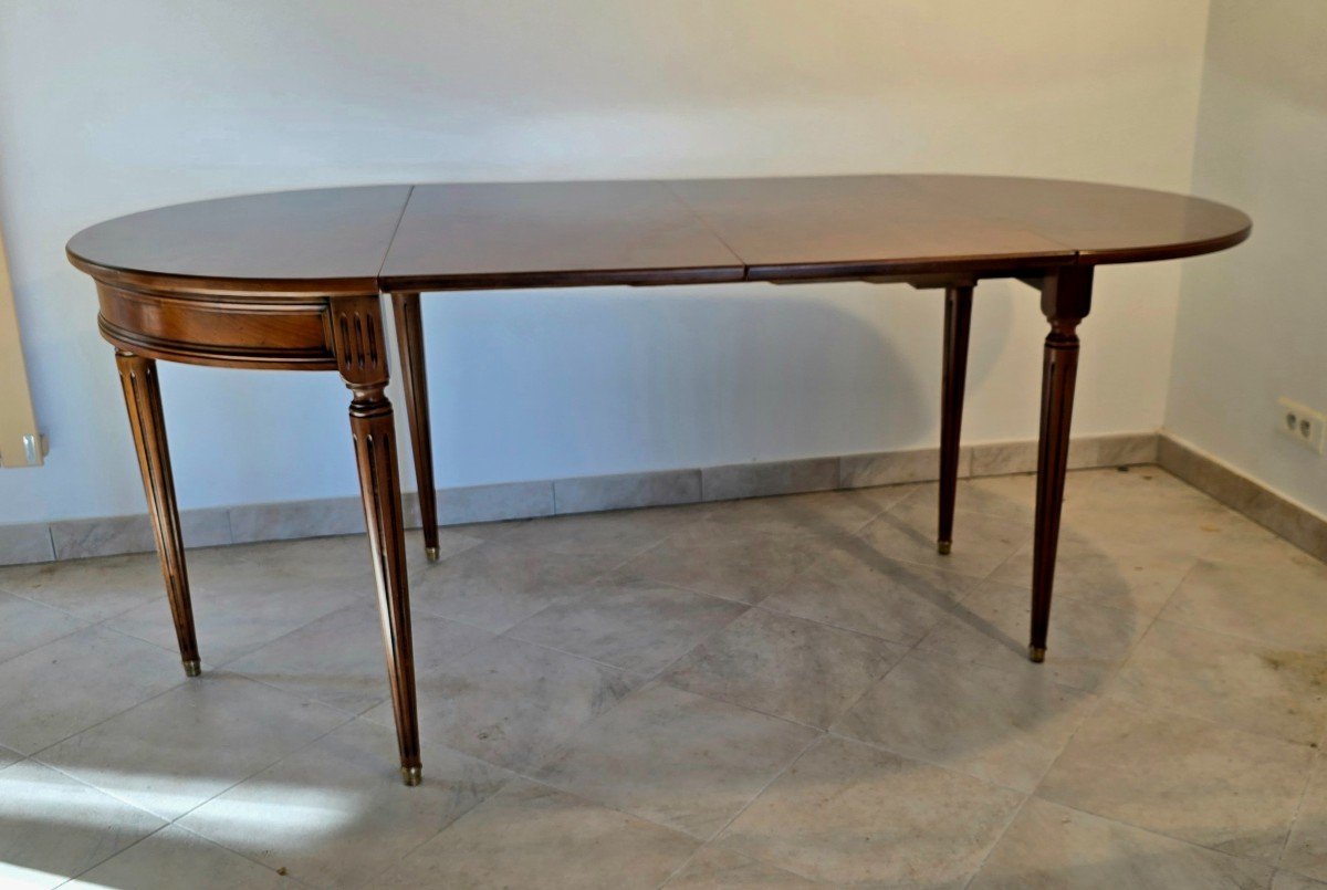 Table Demi-lune En Merisier, Style Louis XVI – Avec 2 Rallonges-photo-3