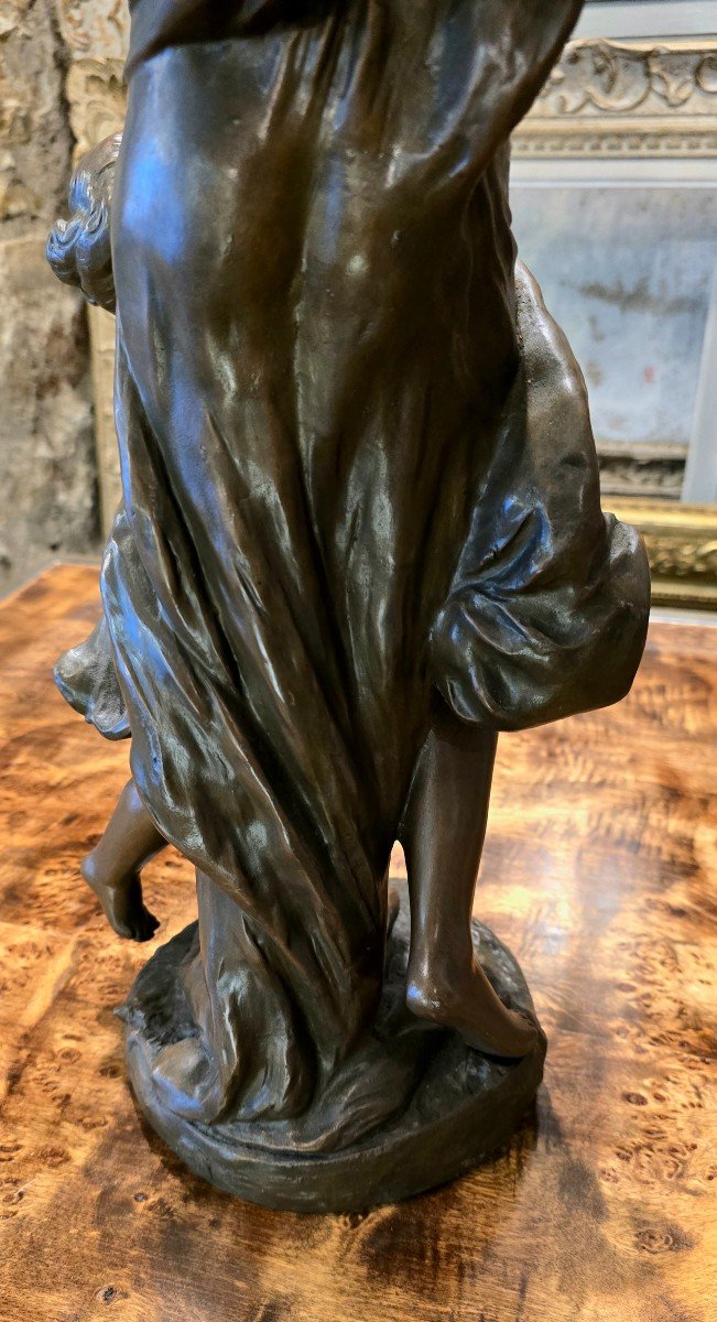 Hippolyte François Moreau (1832-1927) Sculpture "inspiration" In Patinated Spelter-photo-3