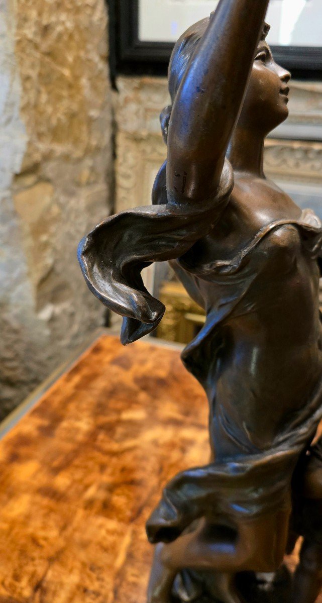 Hippolyte François Moreau (1832-1927) Sculpture "inspiration" In Patinated Spelter-photo-4