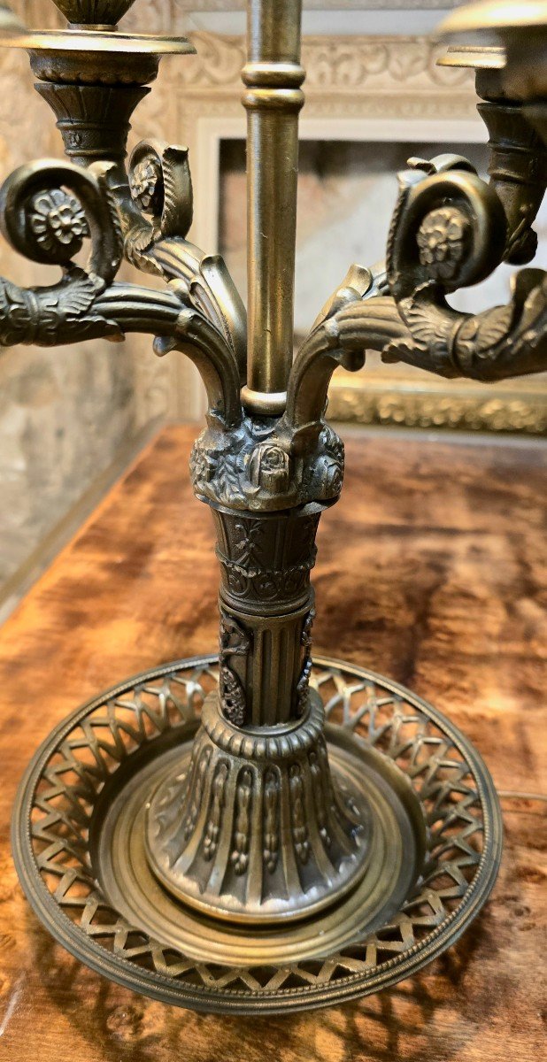 Empire Style Bronze Bouillotte Lamp, Early 20th Century-photo-3