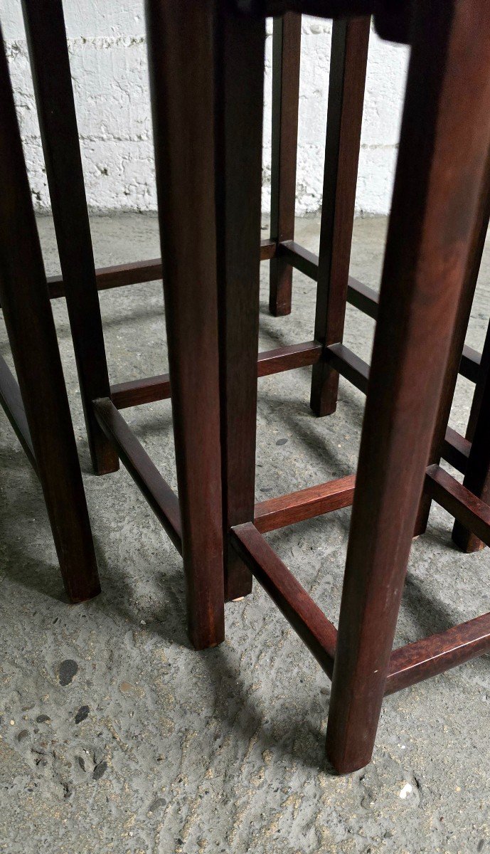 Set Of Three Carved Wood Nesting Tables, China, 20th Century-photo-2