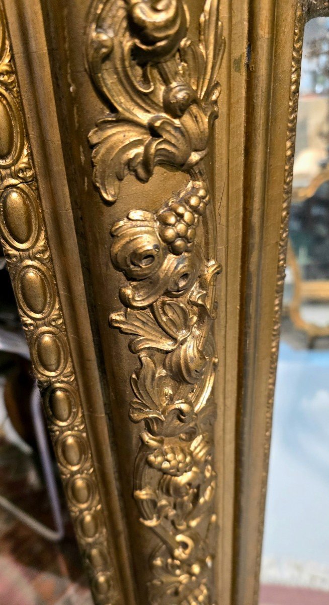 Large Mirror In Stucco And Gilded Painted Wood, 20th Century-photo-4