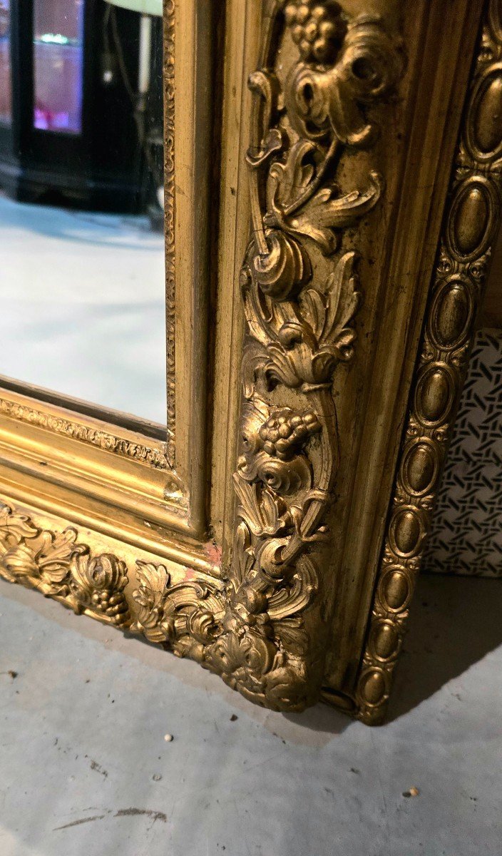 Large Mirror In Stucco And Gilded Painted Wood, 20th Century-photo-2