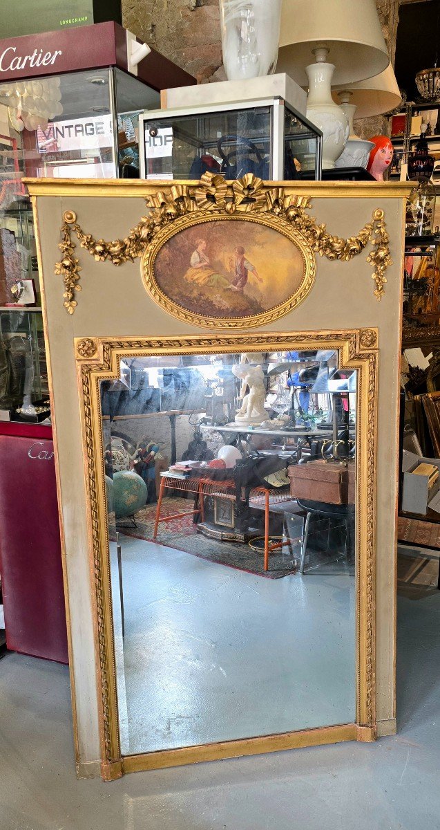 Louis XVI Style Trumeau Mirror - 19th Century-photo-1