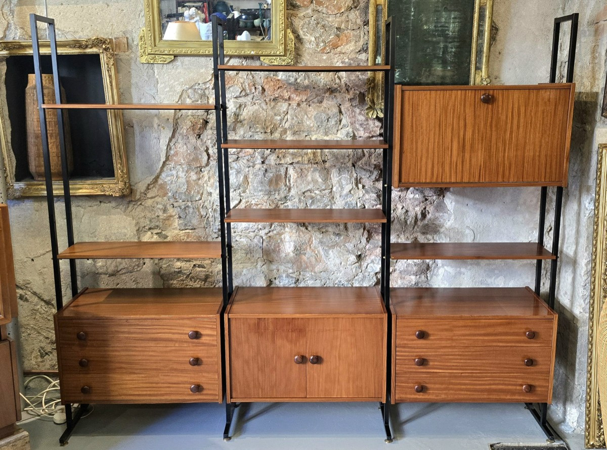 Vintage Italian Modular Teak Bookcase 1960