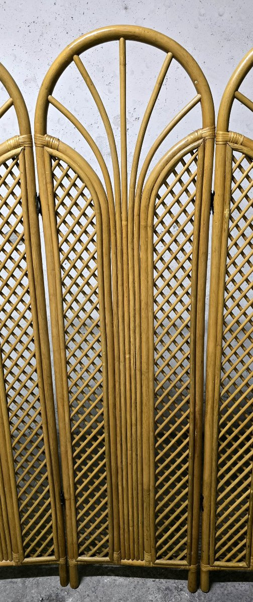 Vintage Rattan And Bamboo Screen 1950/60-photo-4