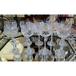 Lot De 9 Verres En Cristal - H20 Cm