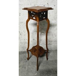 Art Nouveau High Walnut Stool - Jugenstil