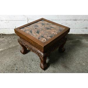 Small Square Chinese Carved Coffee Table