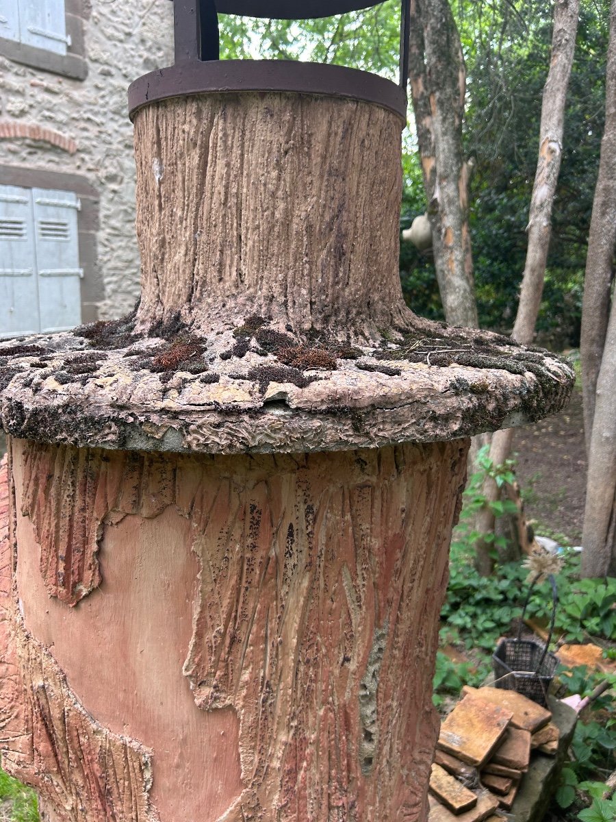 Barbecue Faux Bois Tronc D Arbre Rocaille Ciment Salon De Jardin-photo-2