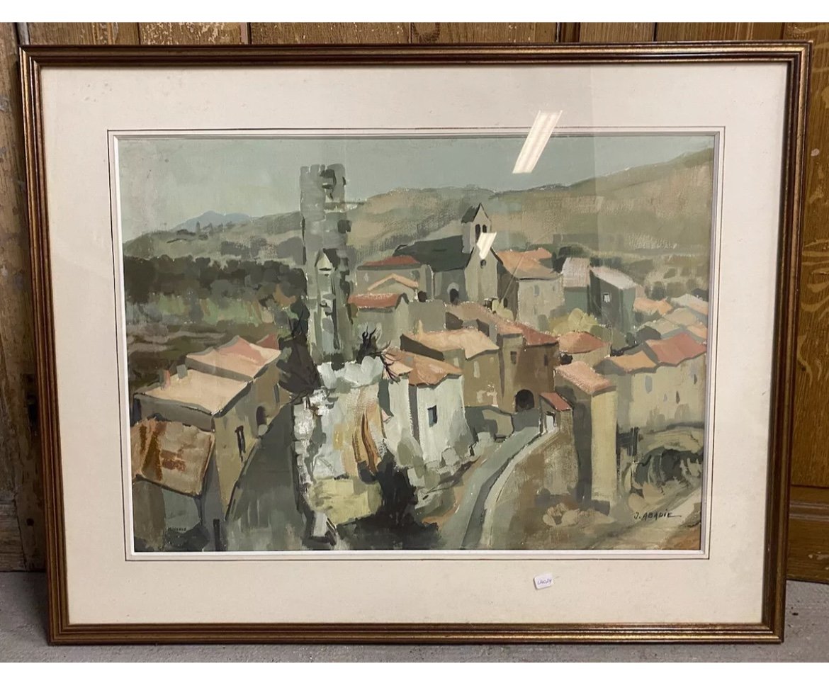 Jean Abadie Watercolor Painting Minerva Hérault Painter South Of France