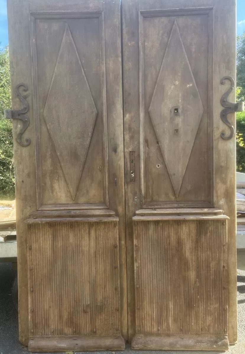 Pair Of Double Entrance Doors Louis XVI Directoire Period 18th Century Chateau