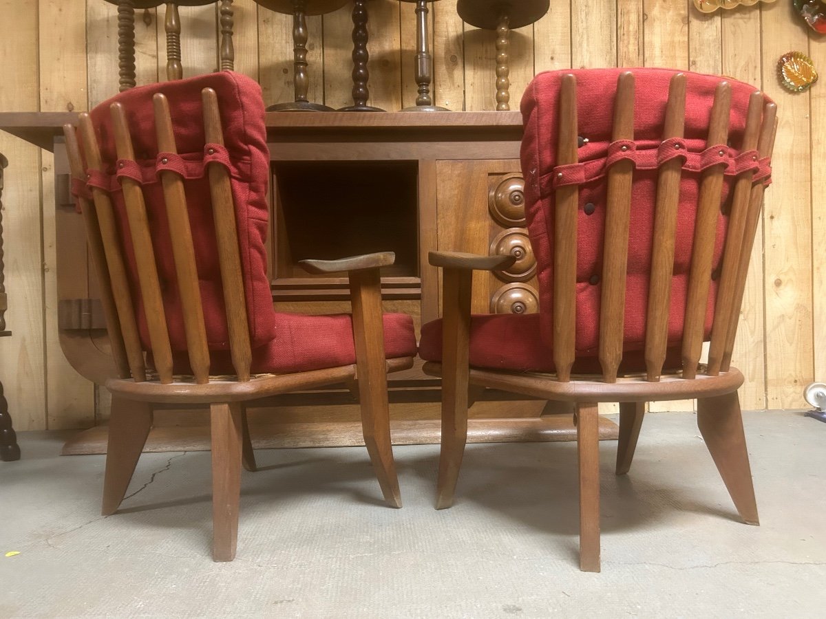 Pair Of Guillerme And Chambron Design Armchairs