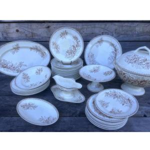 Dinnerware Set 38 Pieces Earthenware Maastricht Thistle Flower Sarreguemines Gien