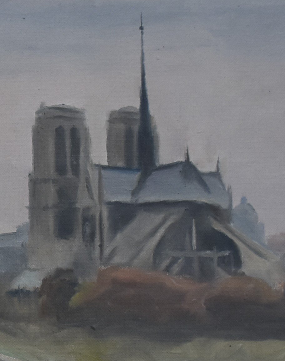  Maurice Asselin (1882-1947) Notre-dame, Paris Huile sur toile, signée   -photo-1