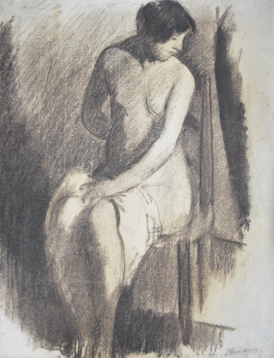 Henri Ottmann (1877-1927) Nude In The Studio, Signed Drawing