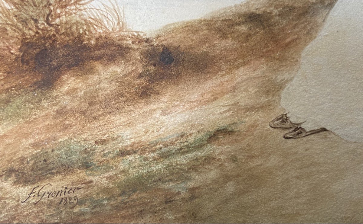 François Grenier De Saint Martin (1793-1867) Une Jeune Femme Sur La Plage, 1829, Aquarelle -photo-4