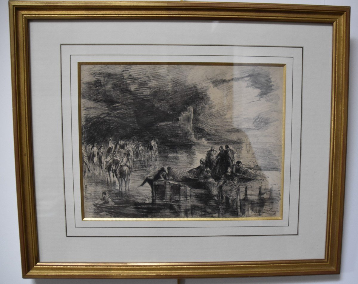 Edouard Dufeu (1836-1900) Fantastic Scene By A Lake, Signed Drawing-photo-6