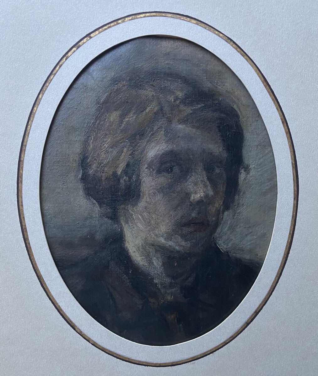 French Romantic School, 19th Century Portrait Of A Man, Oil On Paper