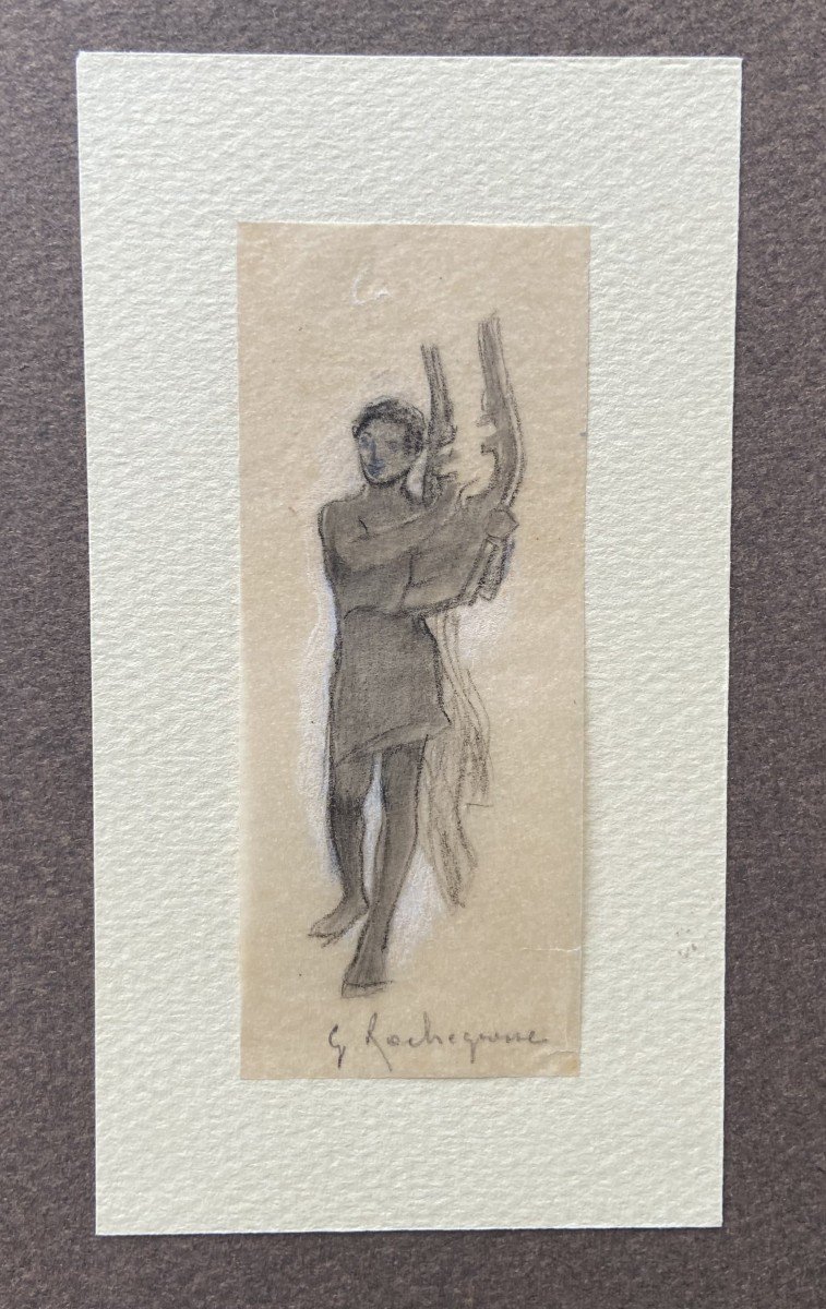 Georges Antoine Rochegrosse (1859-1938) A Zither Player, Small Drawing-photo-2