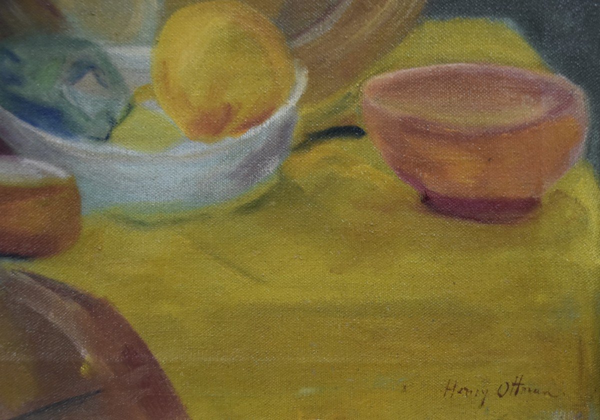 Henri Ottmann (1877-1927) Still Life, Oil On Canvas Signed  -photo-3