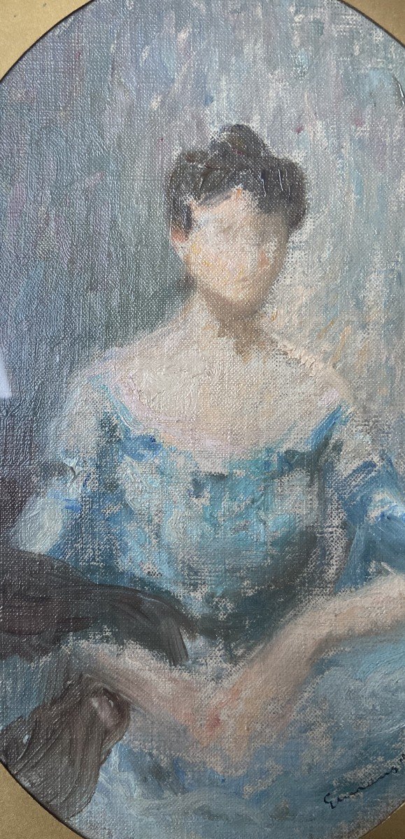 Lucien-Victor Guirand de Scévola ( 1871 - 1950) Portrait d'une dame, une esquisse,  Huile  -photo-3