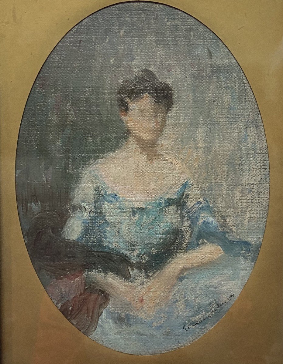 Lucien-victor Guirand De Scévola (1871 - 1950) Portrait Of A Lady, A Sketch, Oil  -photo-3