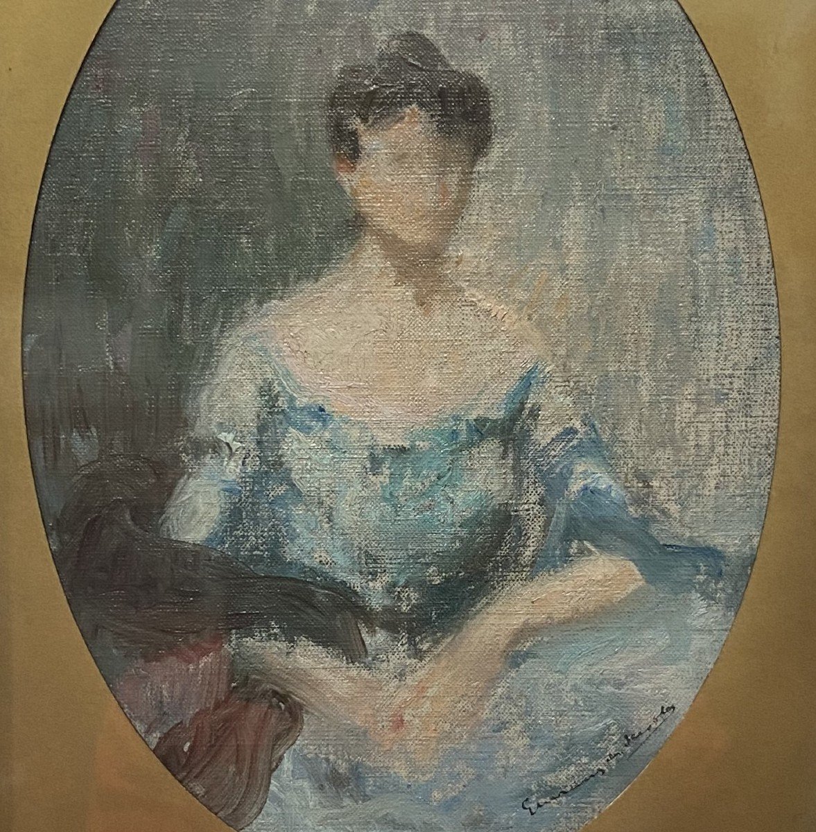 Lucien-victor Guirand De Scévola (1871 - 1950) Portrait Of A Lady, A Sketch, Oil  -photo-4