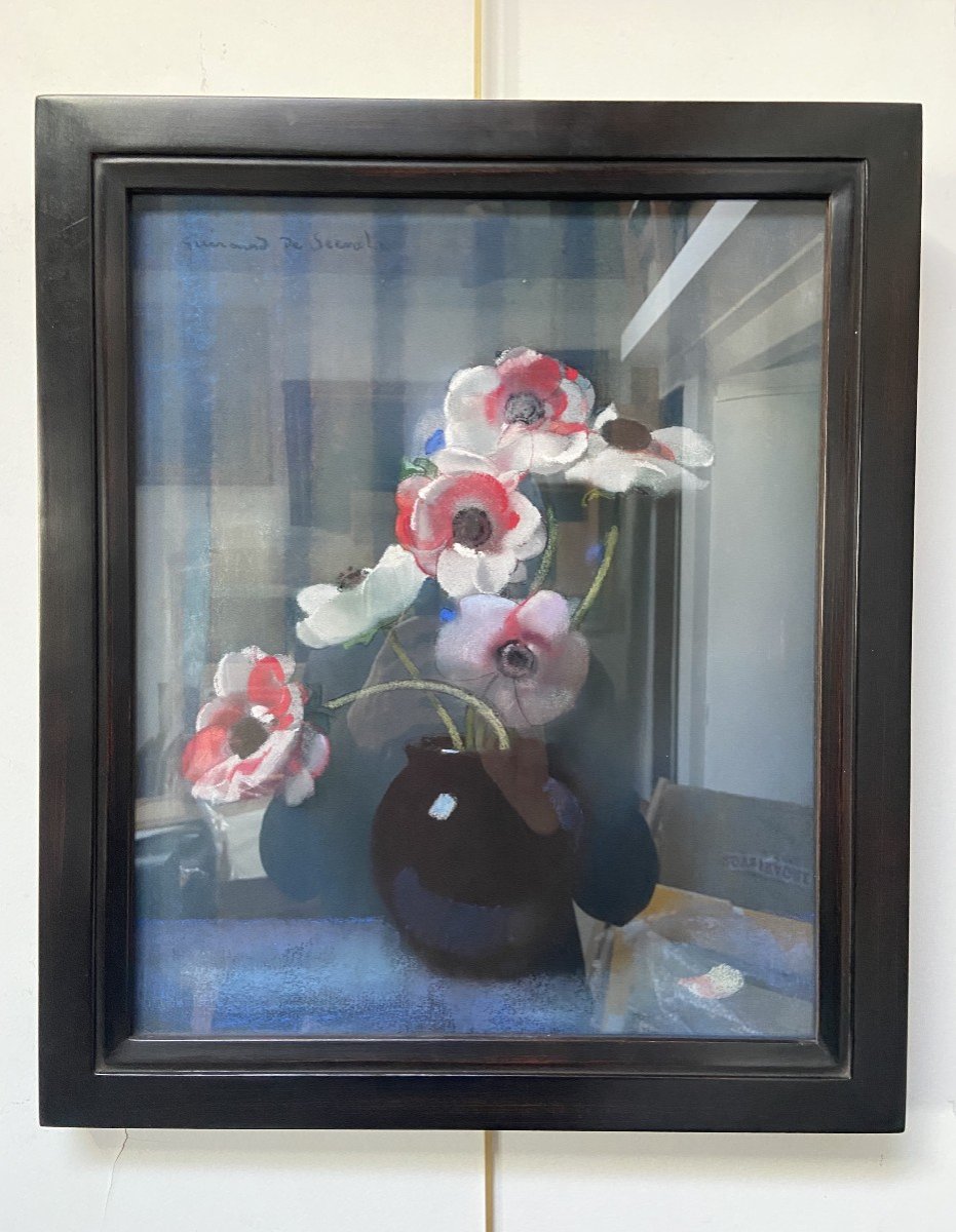 Lucien-victor  Guirand De Scevola  (1871-1950) A Bouquet Of Anemones, Signed Pastel-photo-2