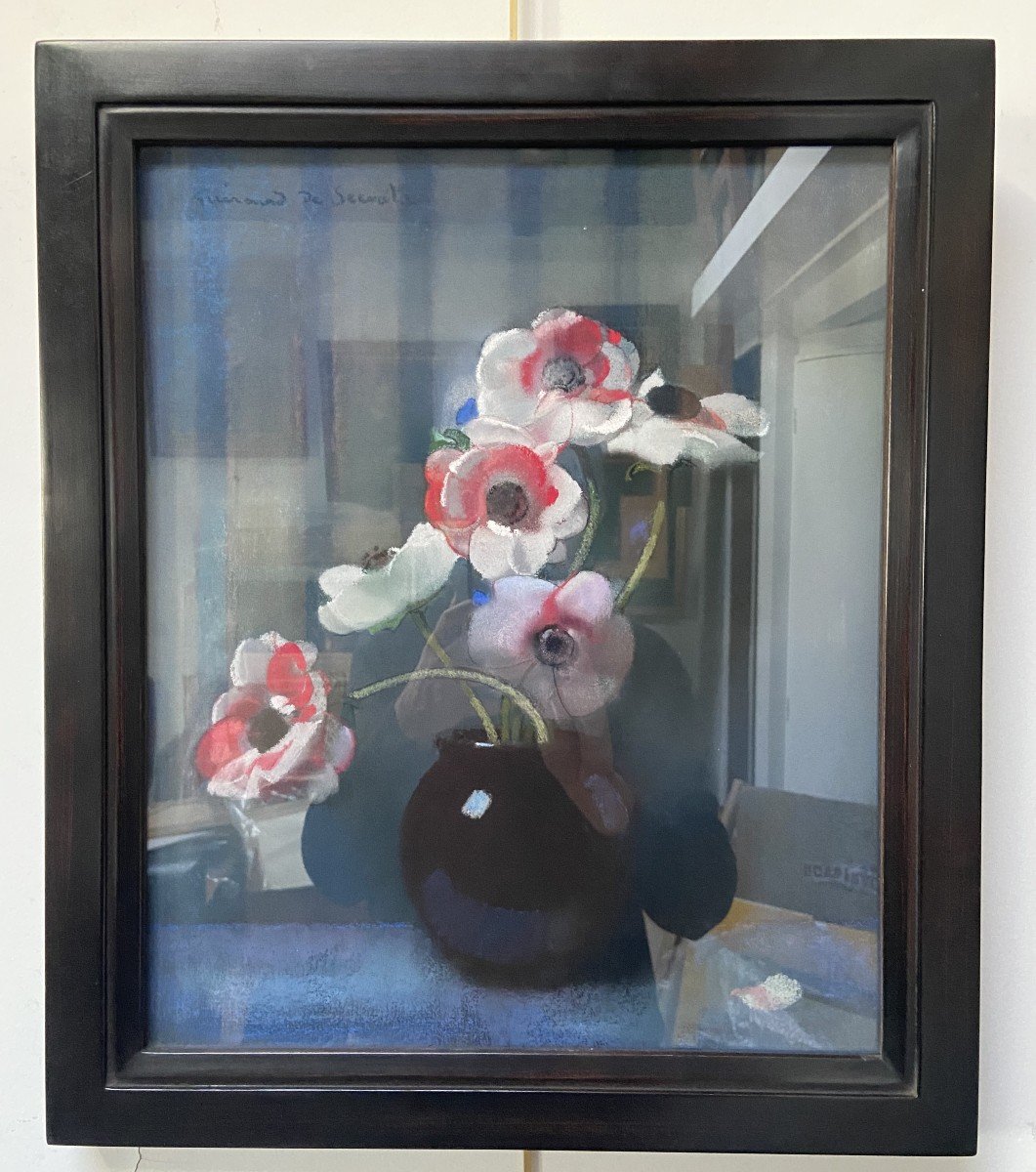 Lucien-victor  Guirand De Scevola  (1871-1950) A Bouquet Of Anemones, Signed Pastel-photo-4