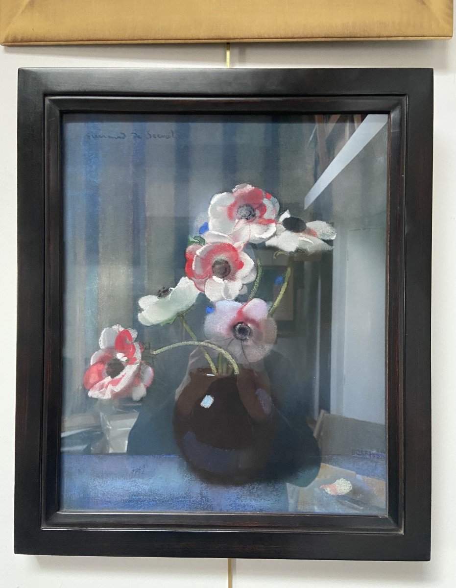 Lucien-victor  Guirand De Scevola  (1871-1950) A Bouquet Of Anemones, Signed Pastel-photo-6