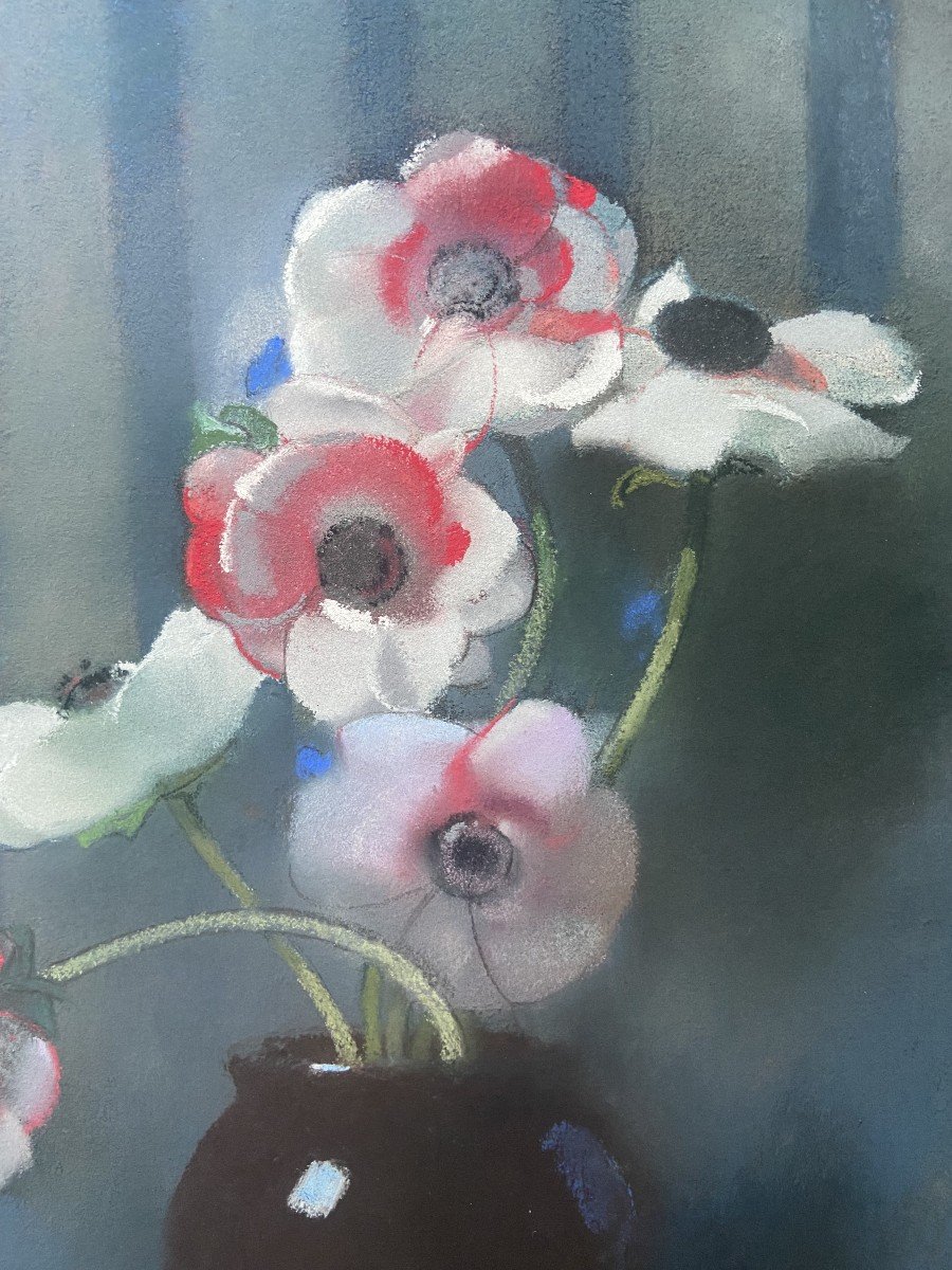 Lucien-victor  Guirand De Scevola  (1871-1950) A Bouquet Of Anemones, Signed Pastel-photo-7