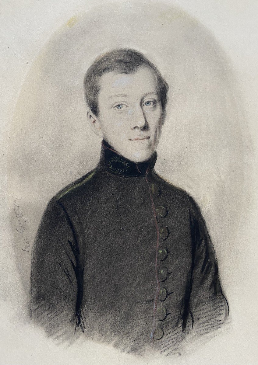 Jules Boilly (1796-1874)  Portrait d'un jeune homme en uniforme, signé et daté 1837-photo-3