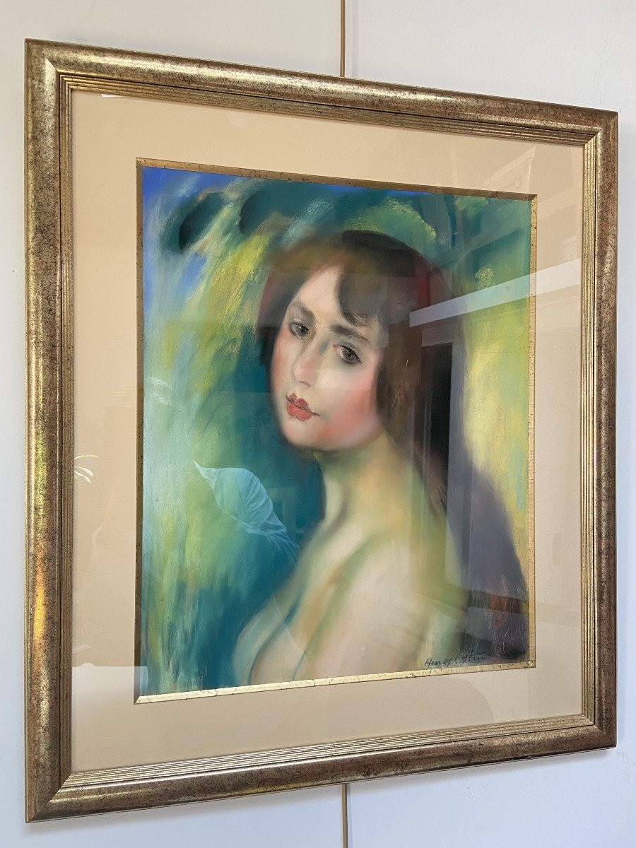 Henry Ottmann (1877-1927) Bust Portrait Of A Woman, Signed Pastel -photo-2