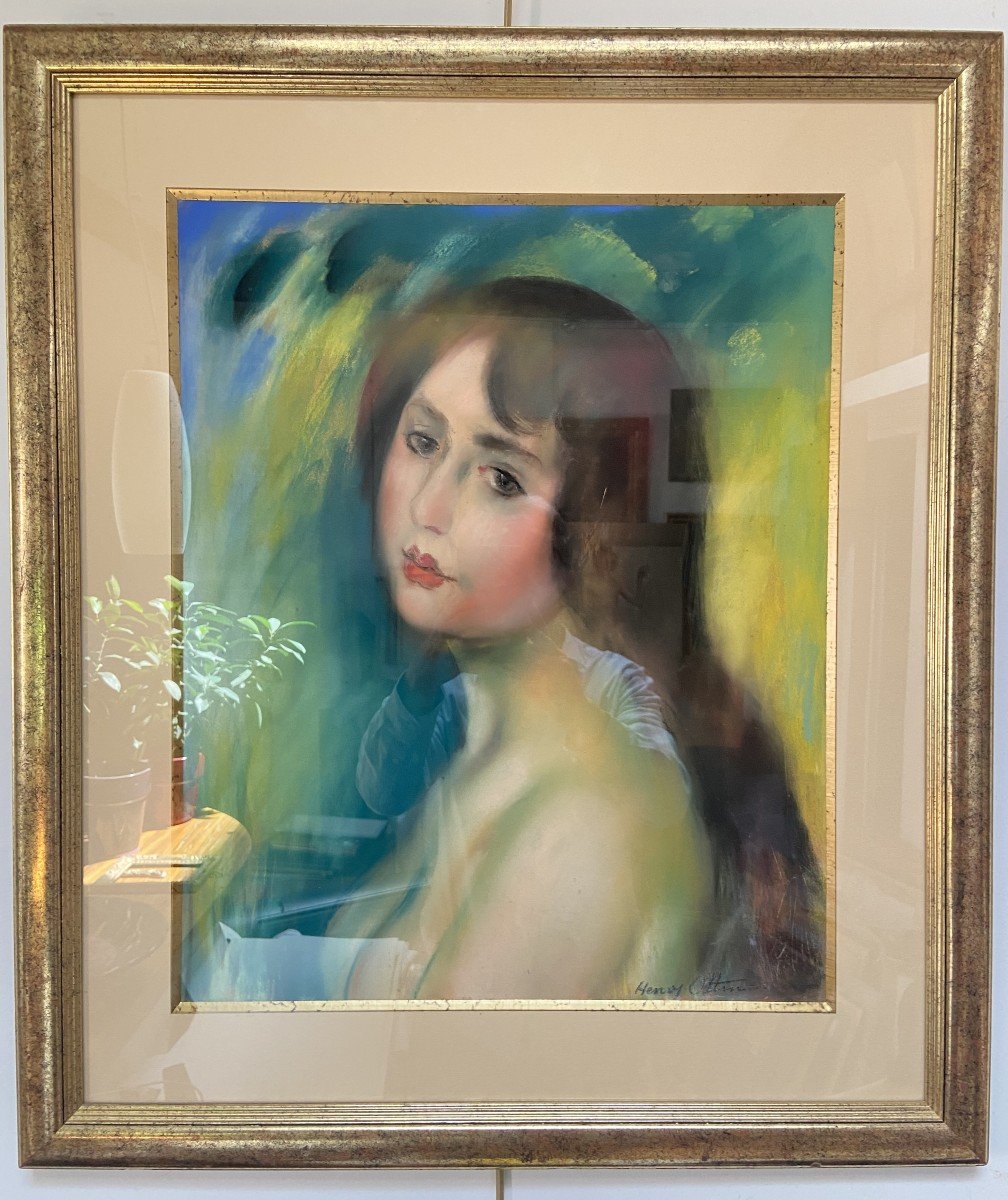 Henry Ottmann (1877-1927) Bust Portrait Of A Woman, Signed Pastel -photo-4