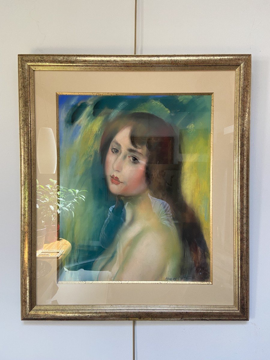 Henry Ottmann (1877-1927) Bust Portrait Of A Woman, Signed Pastel -photo-3