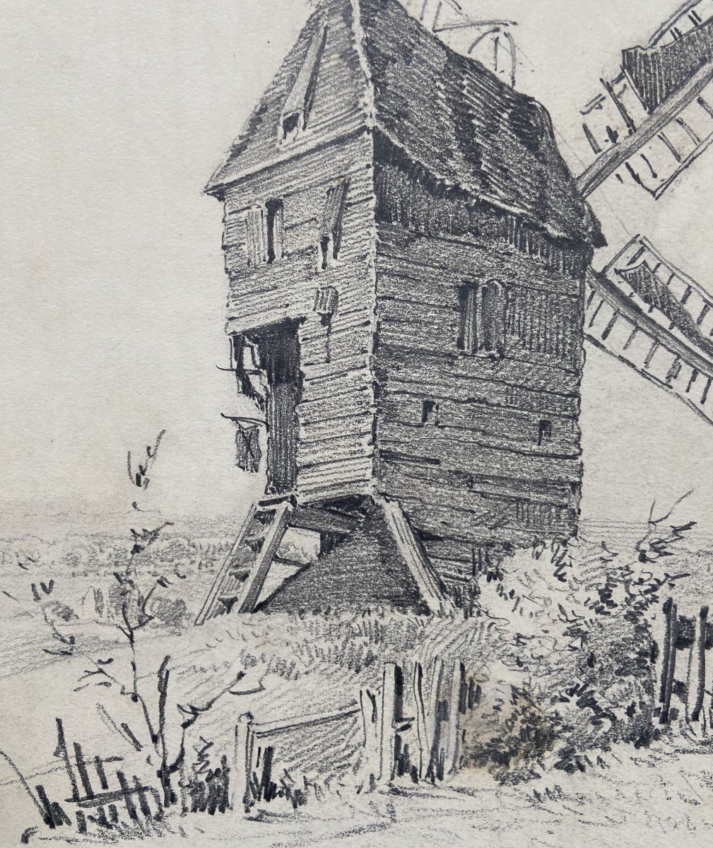 Eugène Cicéri (1813 - 1890) Le Moulin, Dessin Signé -photo-2