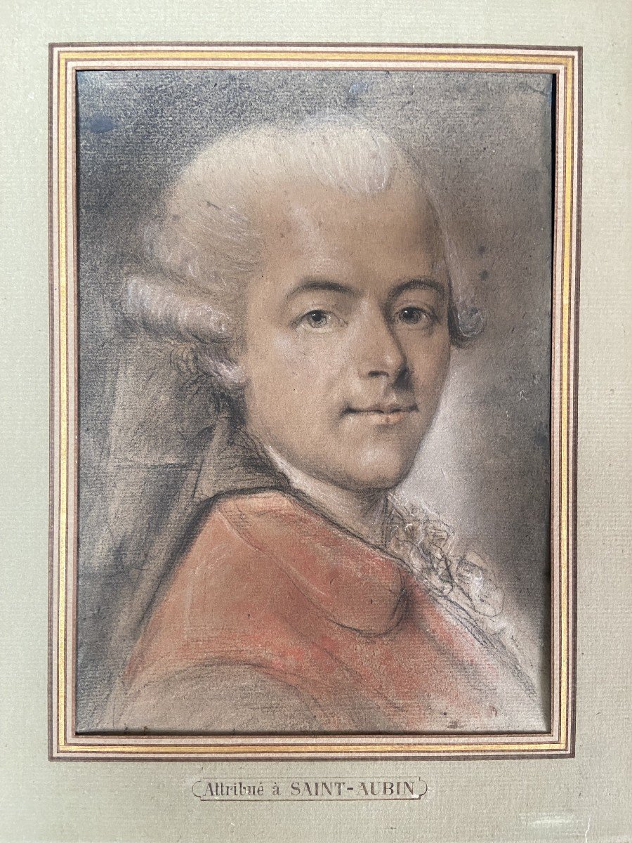 École française du XVIIIe siècle Portrait d'un gentilhomme, pastel-photo-1