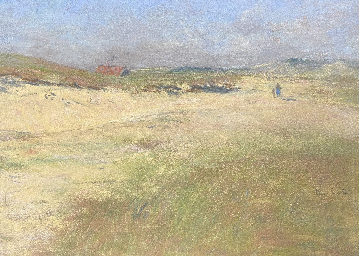 Siebe Johannes Ten Cate (1858-1908) Un paysage de dunes, pastel signé-photo-3