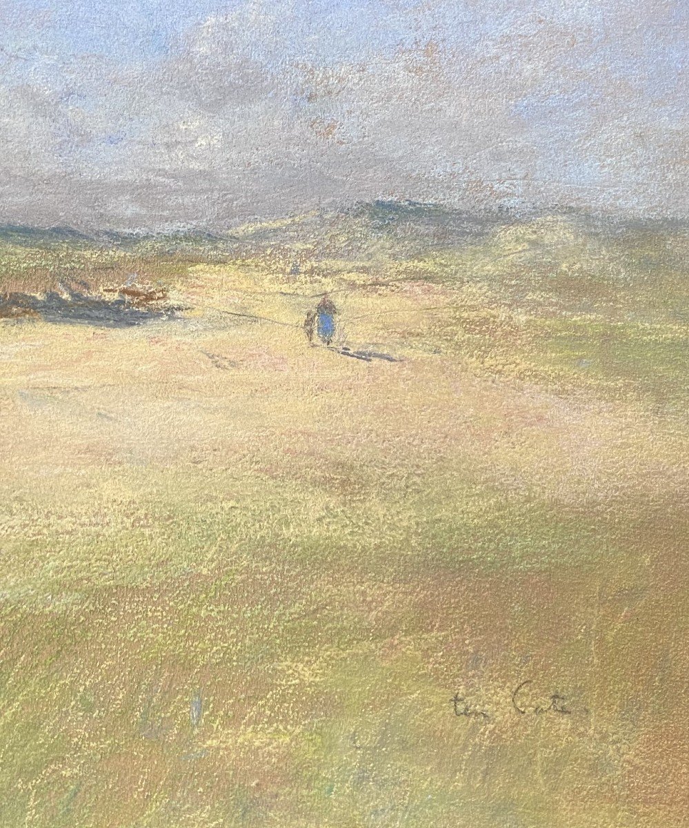 Siebe Johannes Ten Cate (1858-1908) Un paysage de dunes, pastel signé-photo-4