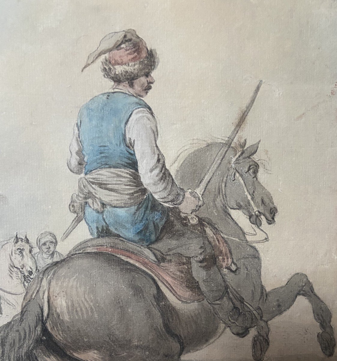 Attribué à Francesco Casanova (1727-1803),  Un Mamelouk Combattant Sur Son Cheval,  Aquarelle -photo-4