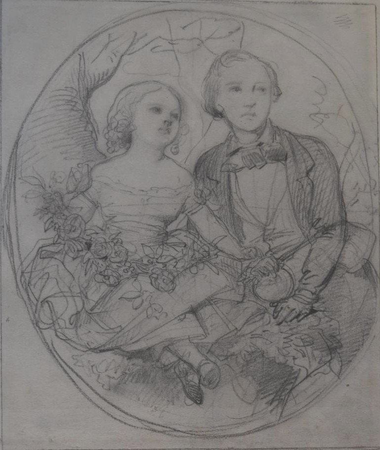 Eugène Devéria (1805-1865) Deux Enfants, étude 