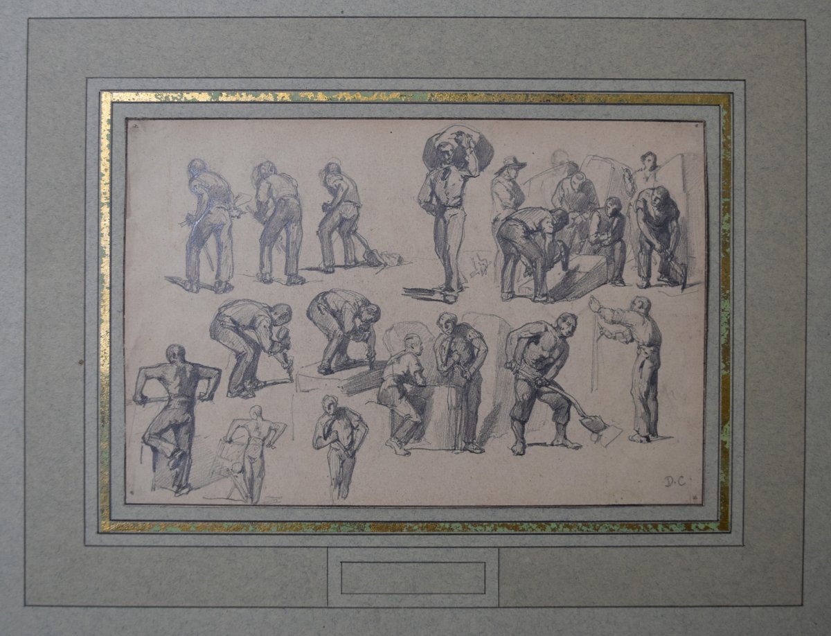 Monogrammist Dc, France 19th Century, Different Types Of Workers, Drawing-photo-2