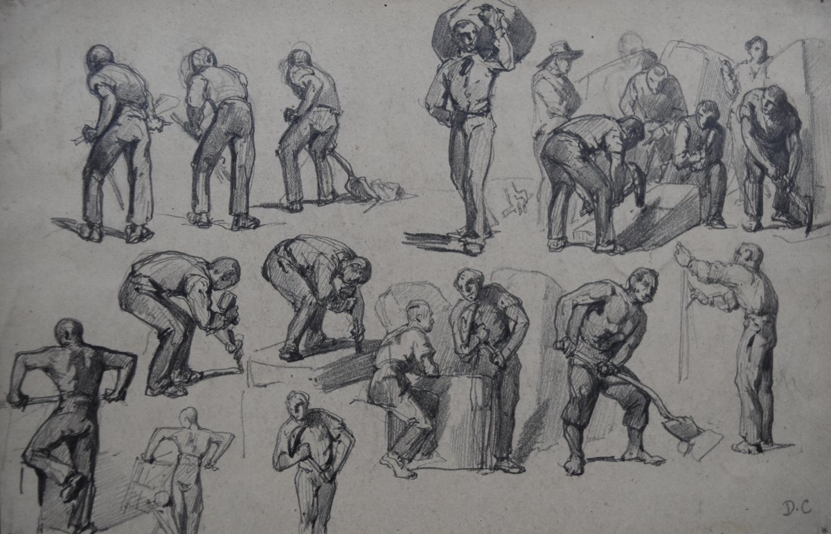 Monogrammist Dc, France 19th Century, Different Types Of Workers, Drawing