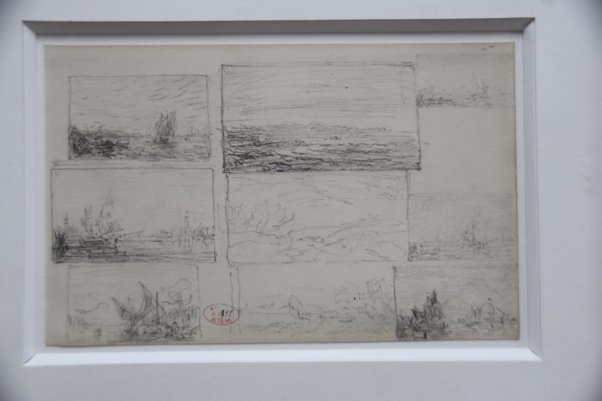 Félix Ziem (1821-1911) Landscape And Marine Studies, Graphite On Paper-photo-3