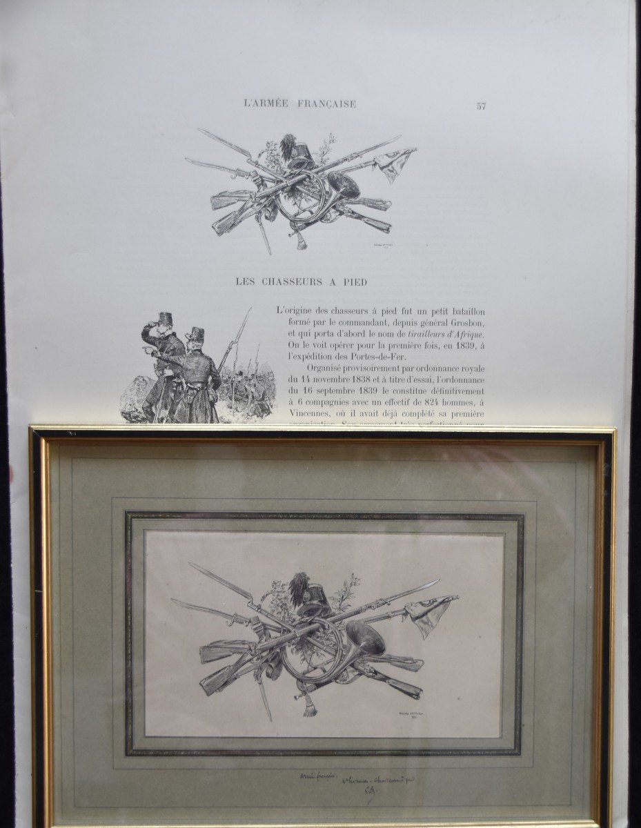 Edouard Detaille (1848-1912) Trophée d'Armes, 1885 Signed Pen Drawing-photo-3